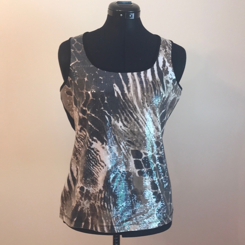 Cache sequined tank top